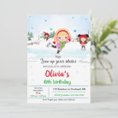 Ice skate verjaardagsuitnodiging Winteruitnodiging Kaart (Staand voorkant)