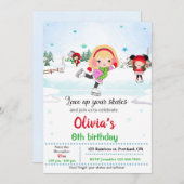 Ice skate verjaardagsuitnodiging Winteruitnodiging Kaart (Voorkant / Achterkant)