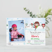 Ice skate verjaardagsuitnodiging Winteruitnodiging Kaart (Staand voorkant)