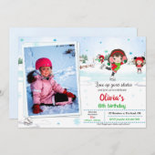 Ice skate verjaardagsuitnodiging Winteruitnodiging Kaart (Voorkant / Achterkant)