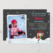 Ice skate verjaardagsuitnodiging Winteruitnodiging Kaart (Voorkant / Achterkant)