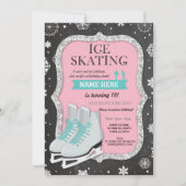 Ice Skateday Party Snowflake Pink Invite Kaart (Voorkant)