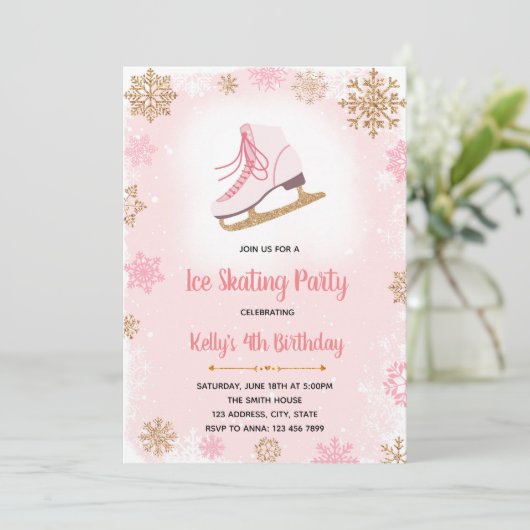 Ice skateparty-uitnodiging kaart (Staand voorkant)