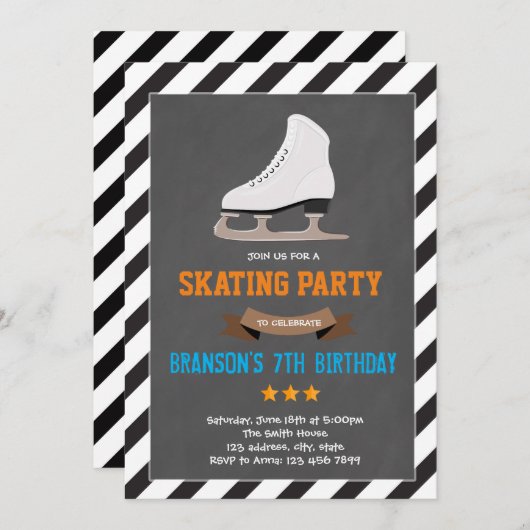Ice skateparty-uitnodiging kaart (Voorkant / Achterkant)