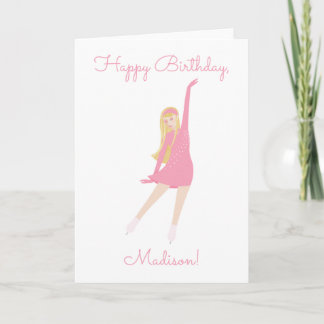 Ice Skater Folded Greeting Card Kaart