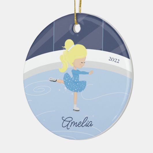 Ice Skater Girl Dated Ceramic Ornament (Links)
