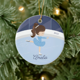 Ice Skater Girl Dated Ceramic Ornament