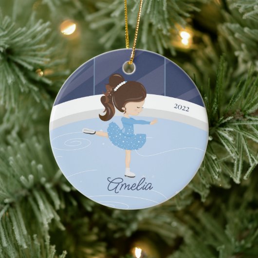 Ice Skater Girl Dated Ceramic Ornament (Boom)