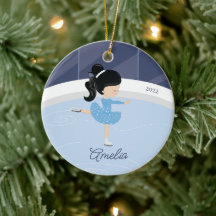 Ice Skater Girl Dated Ceramic Ornament