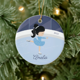 Ice Skater Girl Dated Ceramic Ornament