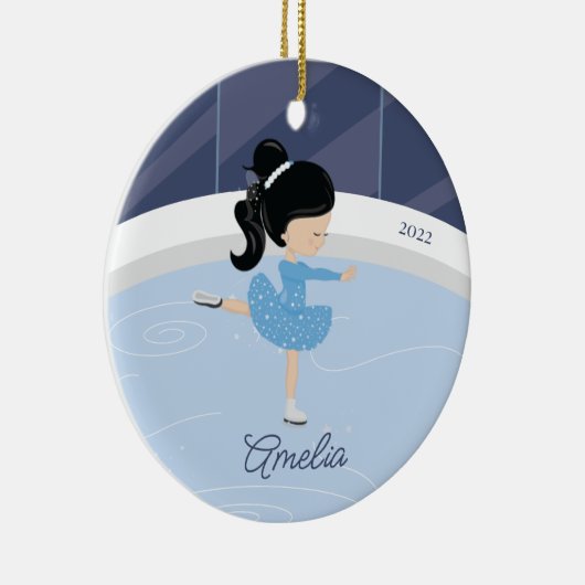 Ice Skater Girl Dated Ceramic Ornament (Rechts)