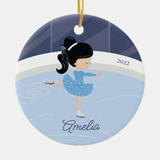Ice Skater Girl Dated Ceramic Ornament (Voorkant)