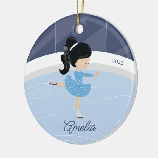 Ice Skater Girl Dated Ceramic Ornament (Links)