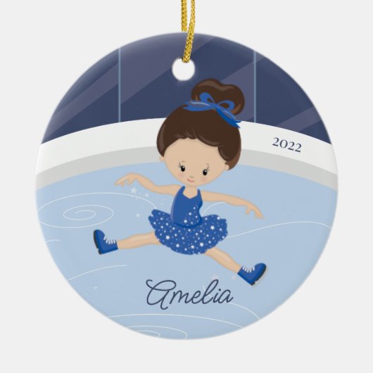 Ice Skater Girl Dated Keramisch Ornament (Voorkant)