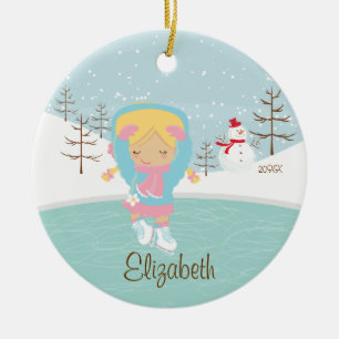 Ice Skater Girl met kerstversiering Keramisch Ornament
