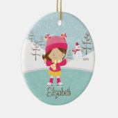 Ice Skater Girl met kerstversiering Keramisch Ornament (Rechts)