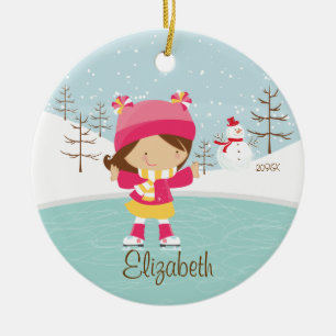 Ice Skater Girl met kerstversiering Keramisch Ornament