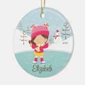 Ice Skater Girl met kerstversiering Keramisch Ornament (Links)