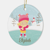 Ice Skater Girl met kerstversiering Keramisch Ornament (Links)