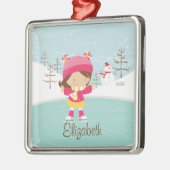 Ice Skater Girl met kerstversiering Metalen Ornament (Links)