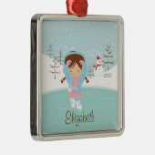 Ice Skater Girl met kerstversiering Metalen Ornament (Rechts)