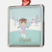 Ice Skater Girl met kerstversiering Metalen Ornament (Links)