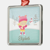 Ice Skater Girl met kerstversiering Metalen Ornament (Links)