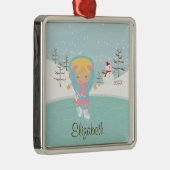 Ice Skater Girl met kerstversiering Metalen Ornament (Rechts)