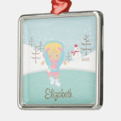 Ice Skater Girl met kerstversiering Metalen Ornament (Links)