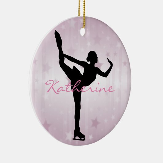 Ice Skater roze sterren Ornament (Rechts)