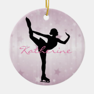Ice Skater roze sterren Ornament