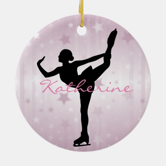 Ice Skater roze sterren Ornament (Achterkant)