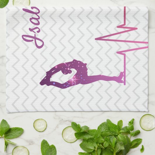 Ice Skater Towel blade, hartslag roze tot rode ste Theedoek (Gevouwen)