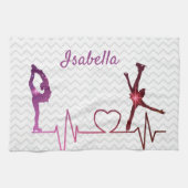 Ice Skater Towel blade, hartslag roze tot rode ste Theedoek (Horizontaal)