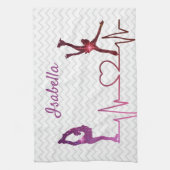 Ice Skater Towel blade, hartslag roze tot rode ste Theedoek (Verticaal)