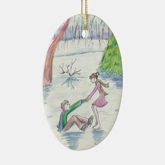 Ice Skaters Keramisch Ornament (Rechts)