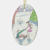 Ice Skaters Keramisch Ornament (Links)