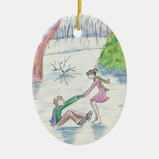 Ice Skaters Keramisch Ornament (Voorkant)