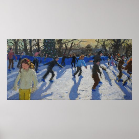 Ice skaters kerst fayre Fair Hyde Park Poster (Voorkant)