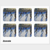 Ice skaters kerst fayre Fair Hyde Park Vierkante Sticker (Vel)