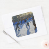 Ice skaters kerst fayre Fair Hyde Park Vierkante Sticker (Envelop)