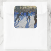 Ice skaters kerst fayre Fair Hyde Park Vierkante Sticker (Tas)