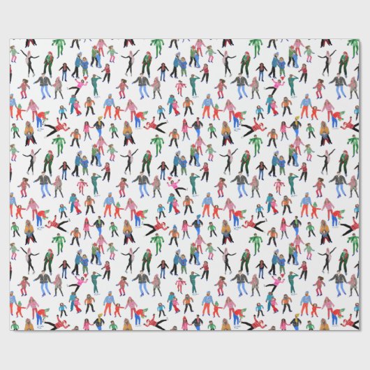 Ice Skaters-kerstgeleidepapier Cadeaupapier (Vlak)