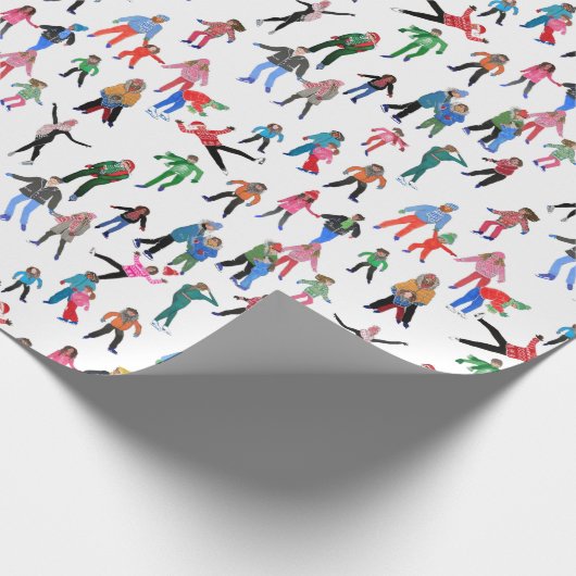 Ice Skaters-kerstgeleidepapier Cadeaupapier (Hoek)