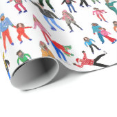 Ice Skaters-kerstgeleidepapier Cadeaupapier (Rol Hoek)