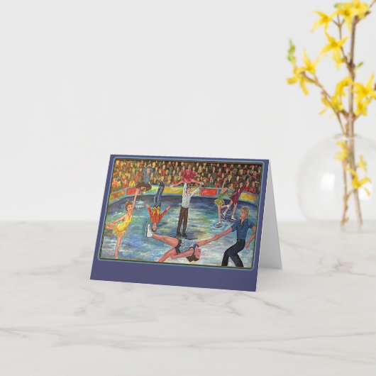 Ice Skaters Note Card Kaart (Gele Bloem)