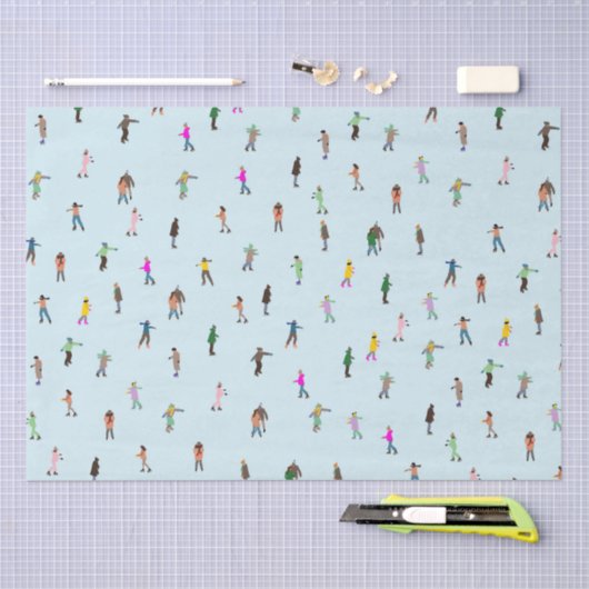 Ice Skaters op Lake │ schaatsen kerstwinter Tissuepapier (Craft)