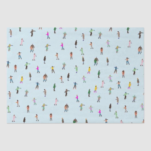 Ice Skaters op Lake │ schaatsen kerstwinter Tissuepapier (Voorkant)