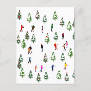 Ice Skaters Pine │ ijsschaatsen kerstwinter Briefkaart
