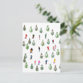 Ice Skaters Pine │ ijsschaatsen kerstwinter Briefkaart (Staand voorkant)